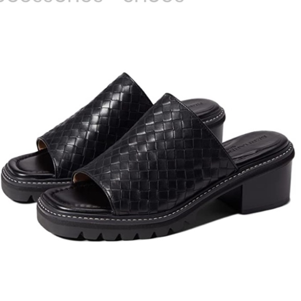 Chunky black woven leather mule lug sole 8 NEW NIB Bernardo Sindy